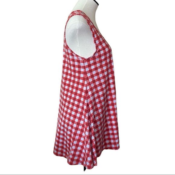 LuLaRoe Perfect Tank Top Red Checked Size XS Oversized Swing - Picture 3 of 7